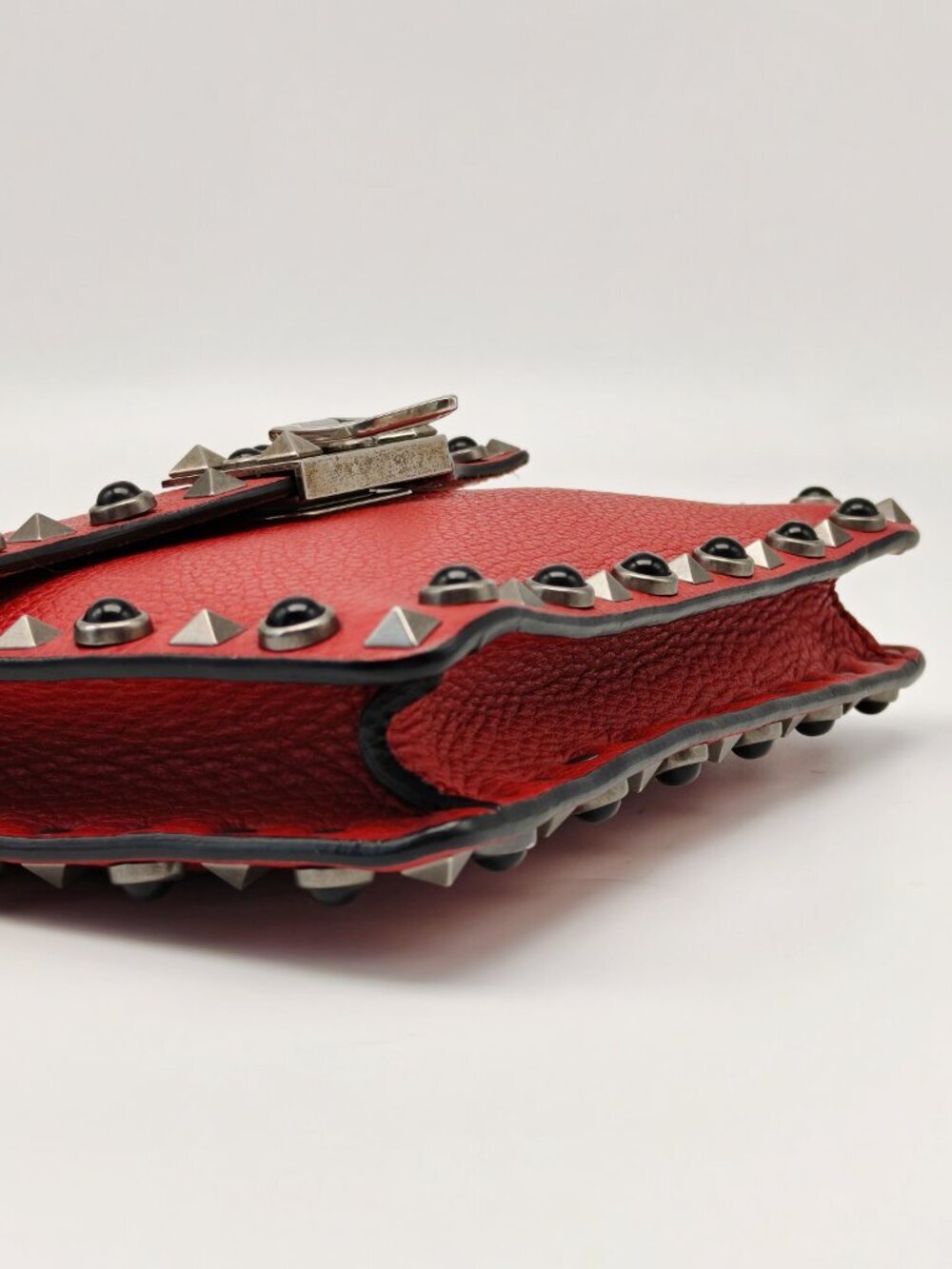 Valentino Garavani Rockstud Red Leather Crossbody Bag Studded Mini Shoulder Bag - Picture 9 of 13